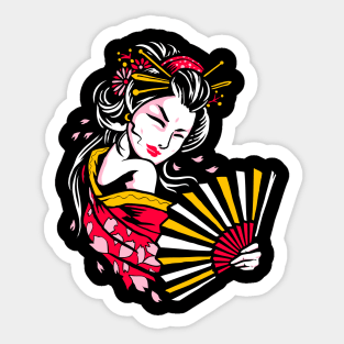 Japanese Geisha Illustration Design Sticker
